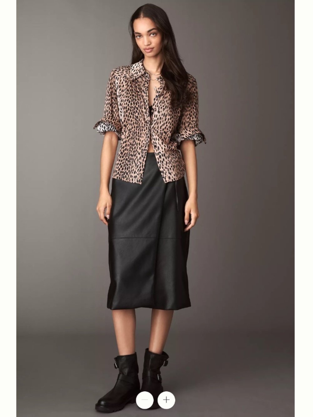 Anthropologie Maeve Faux Leather Wrap Midi Skirt